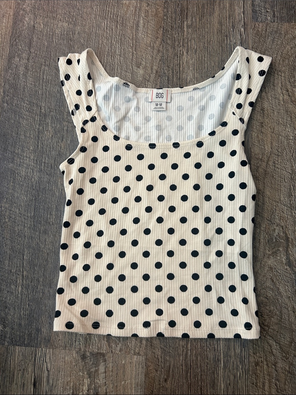 BDG Cream Tank Top with Black Polka Dots